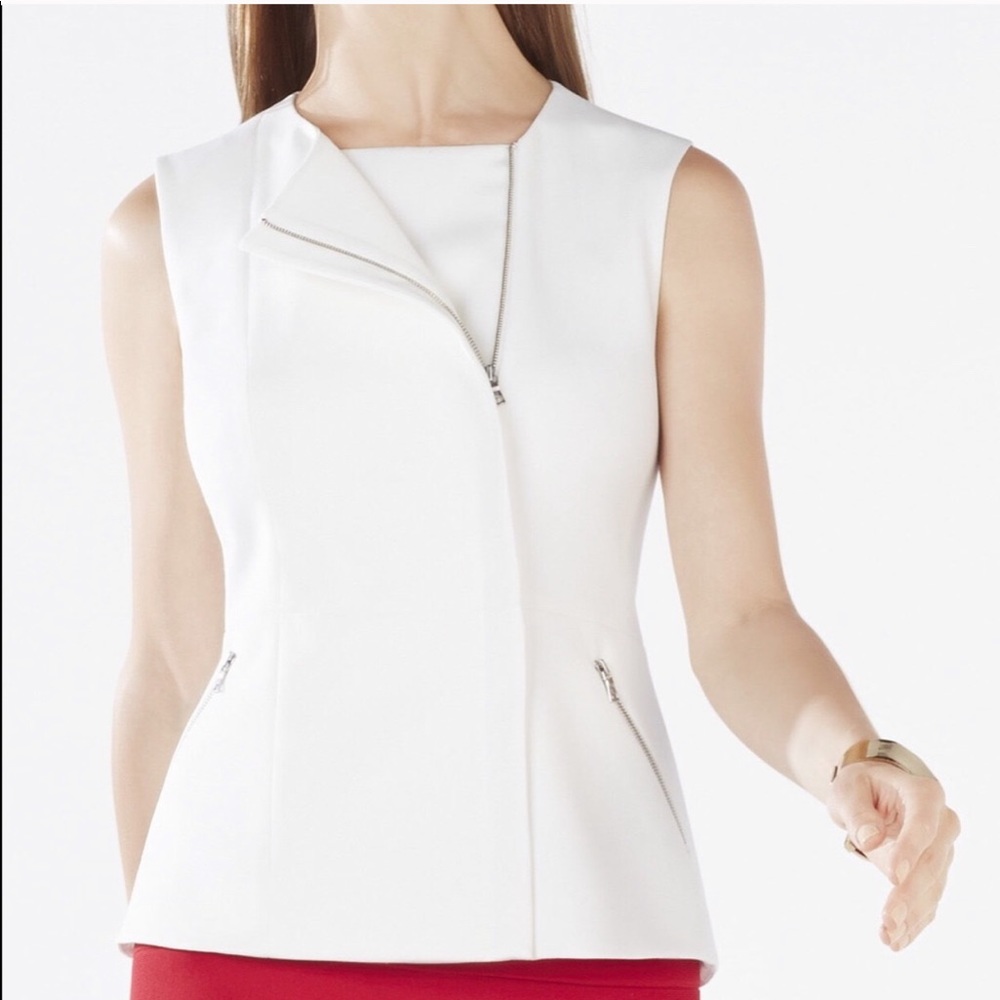 BGBGMAXAZRIA White Sleeveless Zip Vest Sz Sm